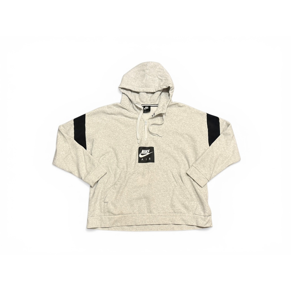 Nike Men's Light Heather Gray/Black Air Half-Zip Logo Heavyweight Hoodie Sz L - Picture 2 of 10